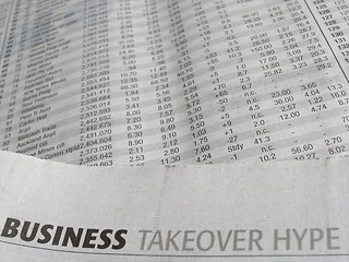 Image showing Newspaper stock market reporting.