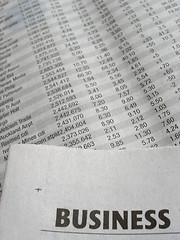 Image showing Newspaper stock market reporting.