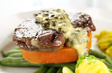 Image showing Steak With Peppercorn Sauce