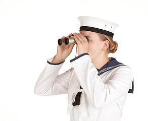 Image showing navy seaman with binoculars