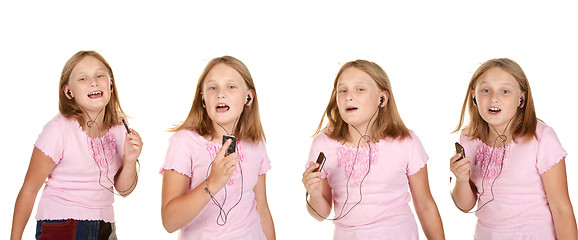 Image showing images of young girl dancing with mp3