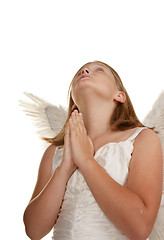 Image showing young angel girl praying