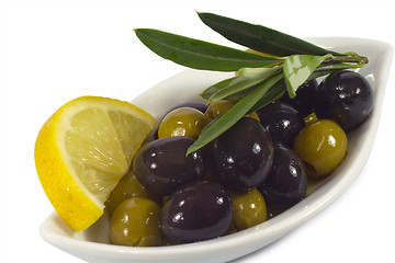 Image showing Olives with lemon