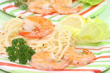 Image showing Spaghetti with scampi
