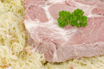 Image showing Sauerkraut with cooked ribs