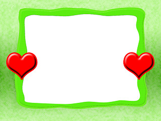 Image showing Green Frame with Red Hearts