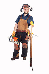 Image showing Logger with Chainsaw and Log Hook