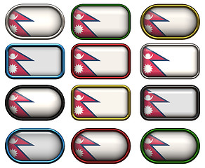 Image showing 12 buttons of the Flag of Nepal