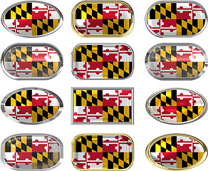 Image showing 12 buttons of the Flag of Maryland