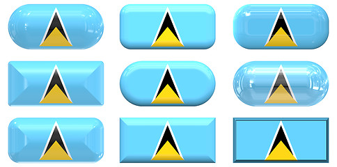 Image showing nine glass buttons of the Flag of Saint Lucia