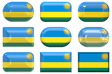 Image showing nine glass buttons of the Flag of Rwanda