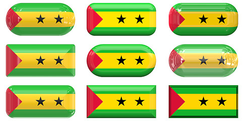 Image showing nine glass buttons of the Flag of Sao Tome and Principe