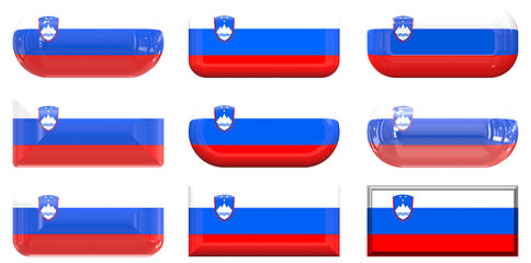 Image showing nine glass buttons of the Flag of Slovenia