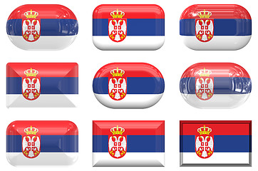 Image showing nine glass buttons of the Flag of Serbia