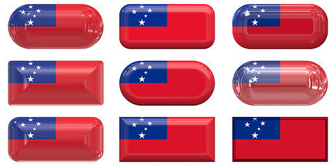 Image showing nine glass buttons of the Flag of Samoa