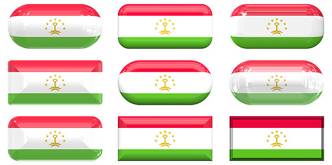 Image showing nine glass buttons of the Flag of Tajikistan