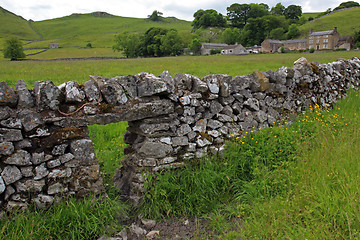 Image showing Dry stone wall in Derbyshire England