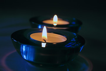 Image showing candles and blue holders