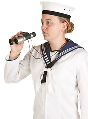 Image showing navy seaman with binoculars