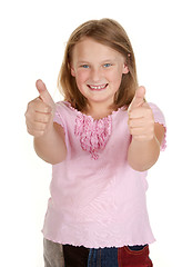 Image showing young girl thumbs up