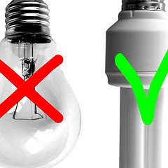 Image showing Traditional vs Fluorescent Light bulb