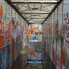 Image showing Footbridge with graffiti