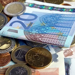 Image showing Euro coins and notes