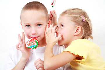 Image showing Kids whispering