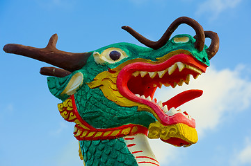 Image showing close-up of a wooden dragon