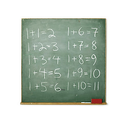 Image showing Blackboard with easy math isolated on white