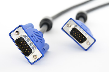 Image showing Two monitor cables on white background