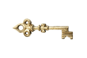 Image showing Golden key isolated with path