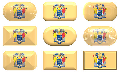 Image showing nine glass buttons of the Flag of New Jersey