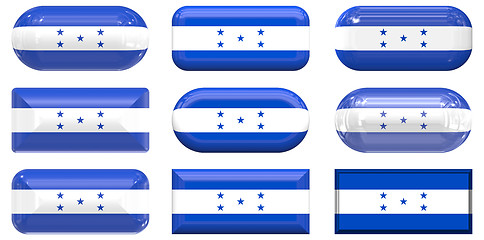 Image showing nine glass buttons of the Flag of Honduras