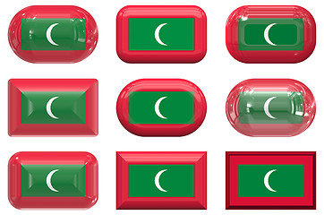 Image showing nine glass buttons of the Flag of Maldives