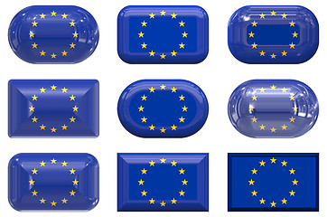 Image showing nine glass buttons of the flag of the european union