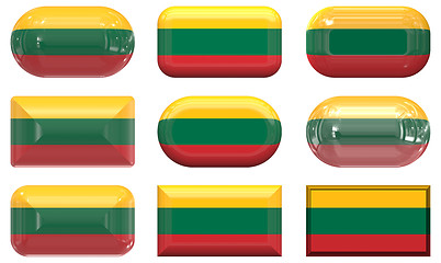 Image showing nine glass buttons of the Flag of LIthuania