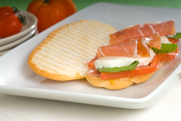 Image showing panini caprese and parma ham