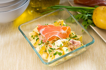 Image showing parma ham and potato salad