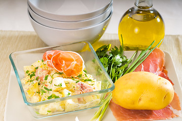Image showing parma ham and potato salad