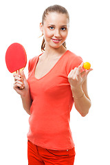 Image showing Woman offer to play table tennis