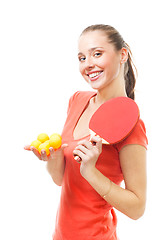 Image showing Happy woman ping-pong spot player