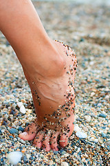 Image showing Make a step on the beach