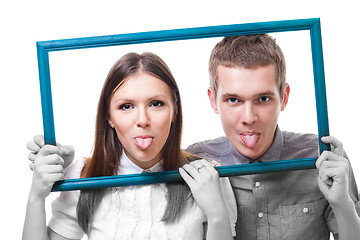 Image showing Couple with stick out tongues