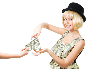 Image showing Woman take money