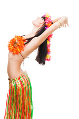 Image showing Woman in flowers costume in resting pose