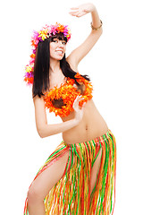 Image showing Woman in flowers costume dance