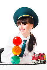 Image showing Young woman, railroad dispatcher