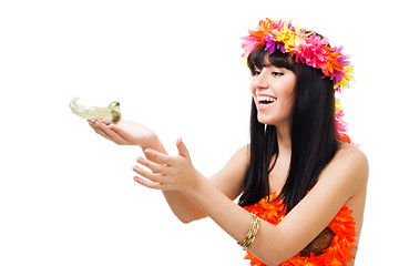 Image showing Beauty shoot of a girl with a bird