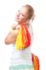 Image showing Positive smile woman cheer leader